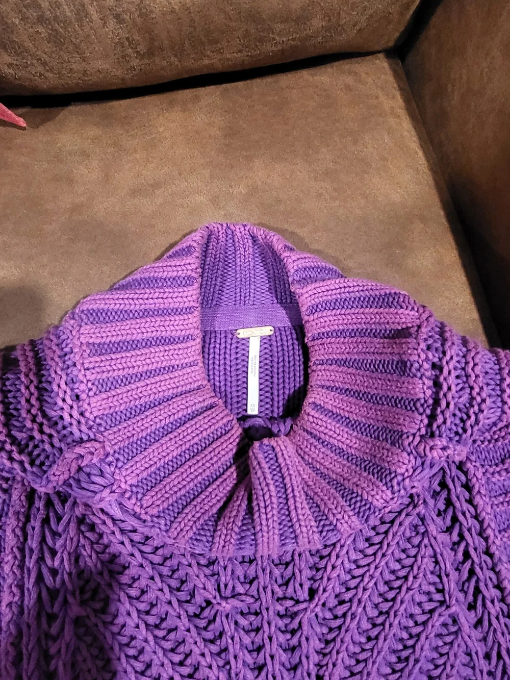 Free People Violet Cable-Stitch Turtleneck Sweater